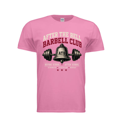 After the Bell Barbell Club vintage fitness shirt in azalea by After the Bell Apparel Co.