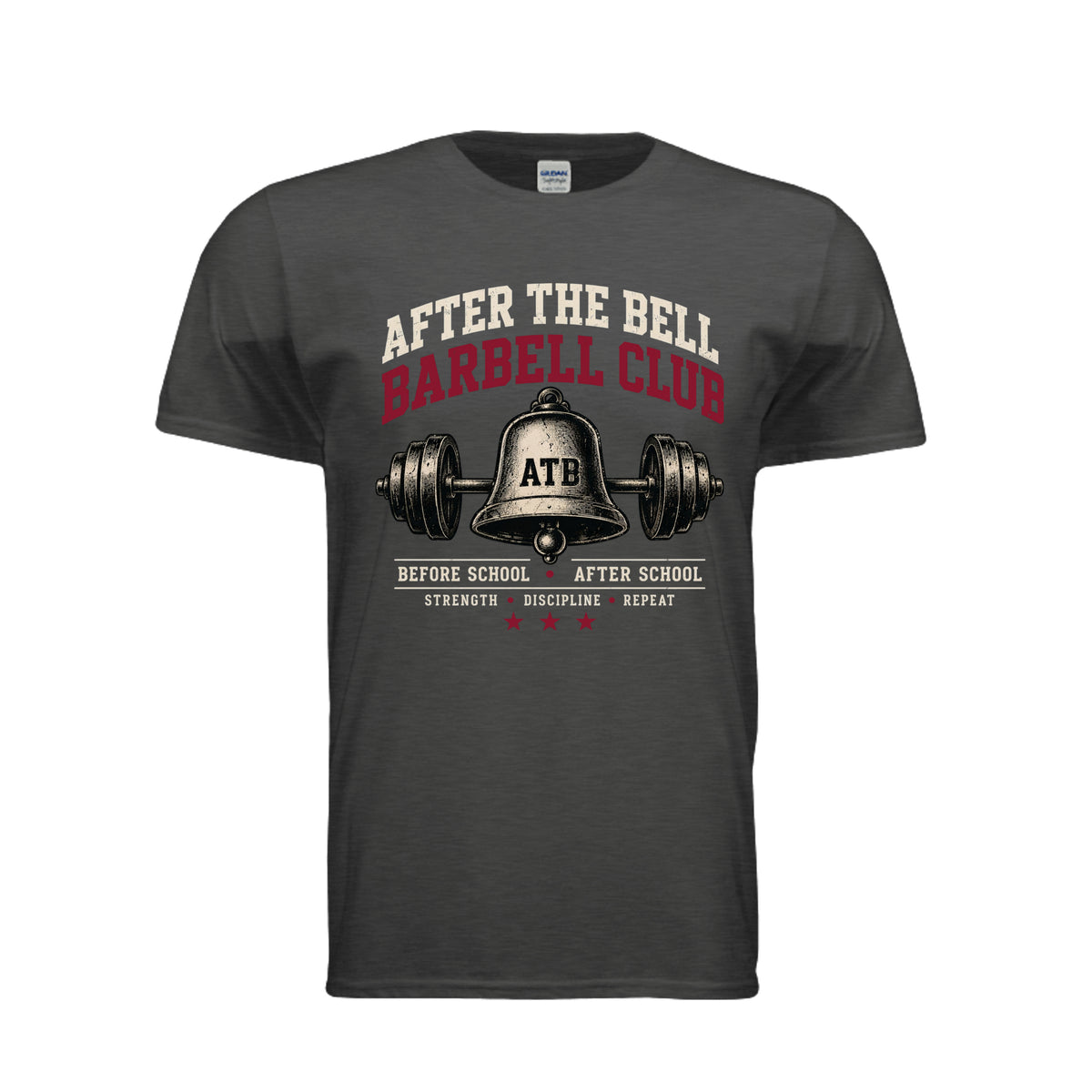 After the Bell Barbell Club vintage fitness shirt in heather dark grey by After the Bell Apparel Co.