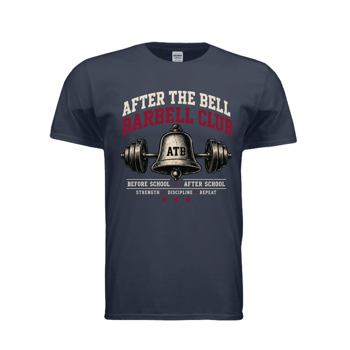 After the Bell Barbell Club vintage fitness shirt in navy by After the Bell Apparel Co.