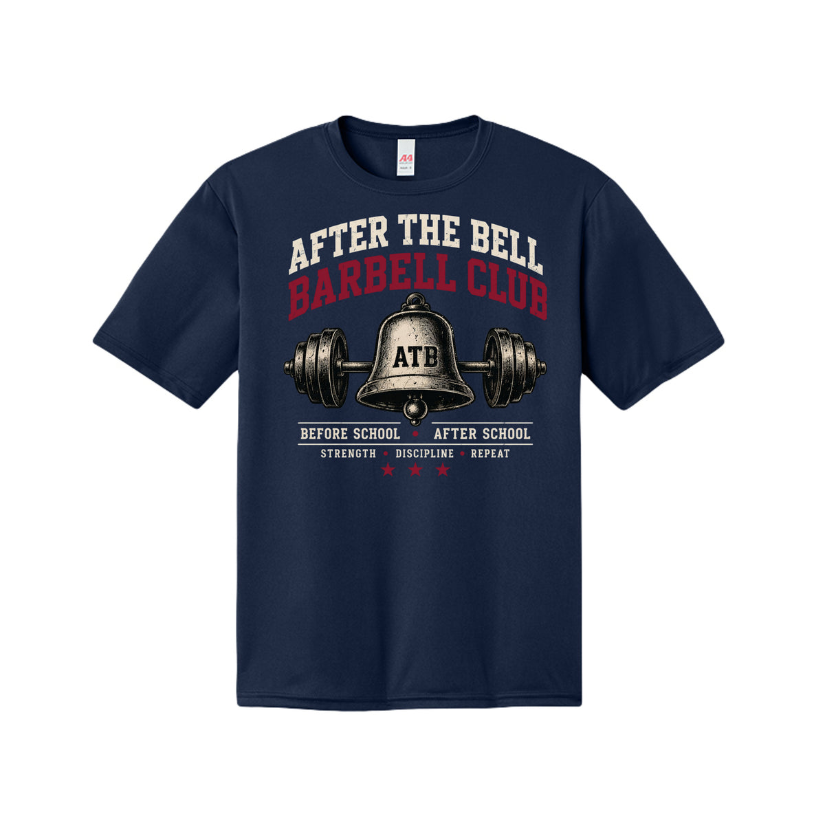After the Bell Barbell Club vintage fitness shirt in navy by After the Bell Apparel Co.