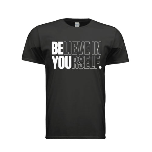Believe in Yourself motivational shirt in black by After the Bell Apparel Co.