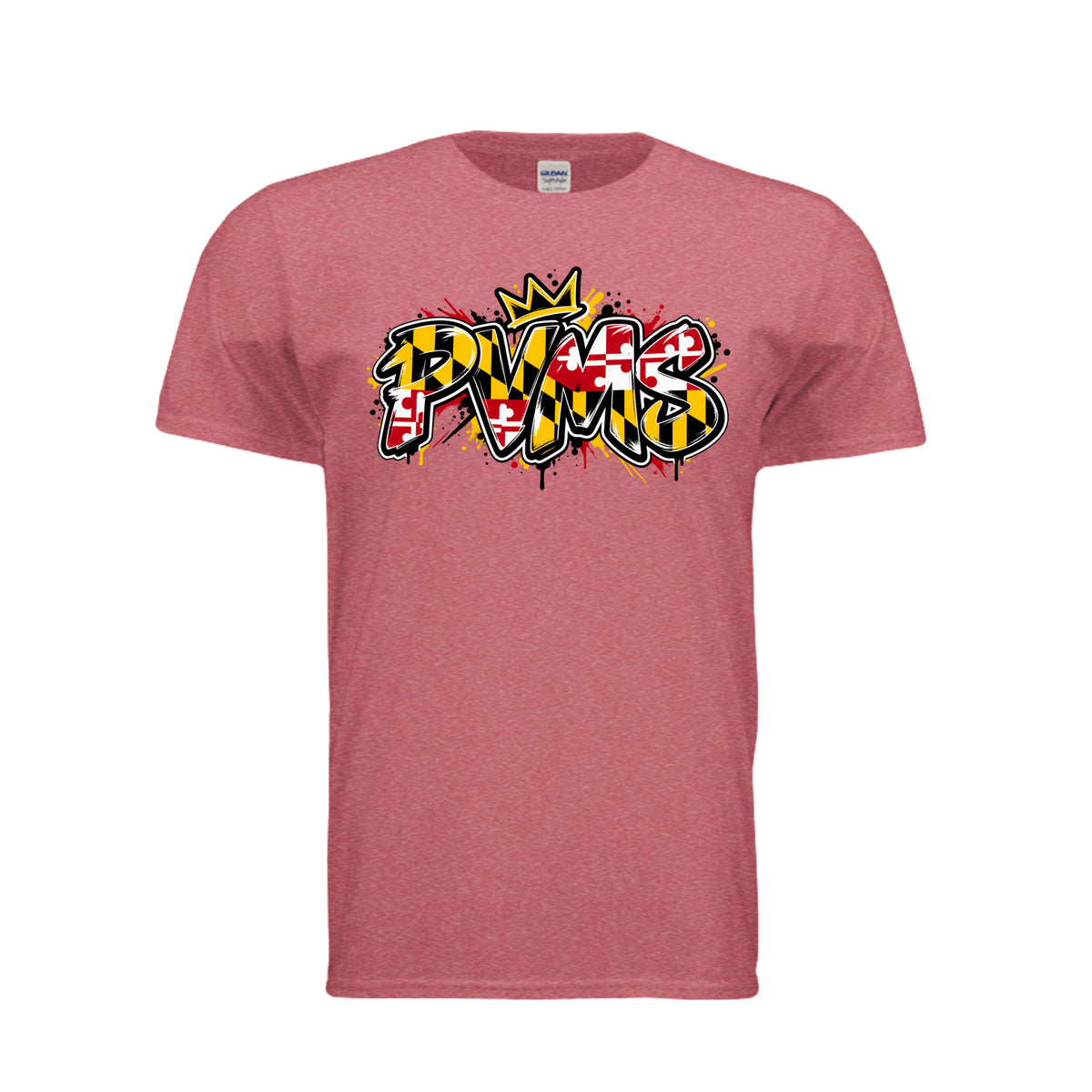 PVMS graffiti Patuxent Valley Middle School Bulldog shirt in heather red by After the Bell Apparel Co.