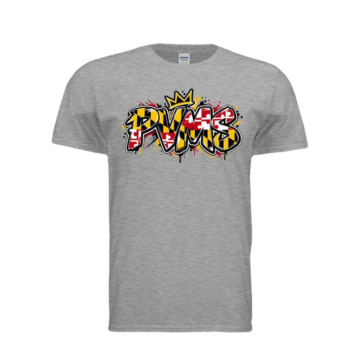 PVMS graffiti Patuxent Valley Middle School Bulldog shirt in sport grey by After the Bell Apparel Co.