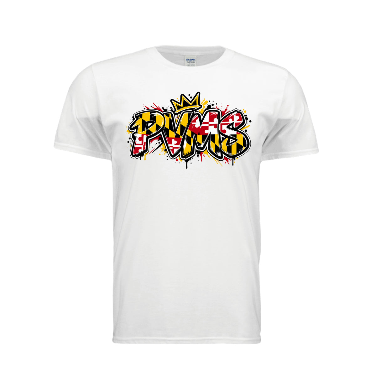 PVMS graffiti Patuxent Valley Middle School Bulldog shirt in white by After the Bell Apparel Co.