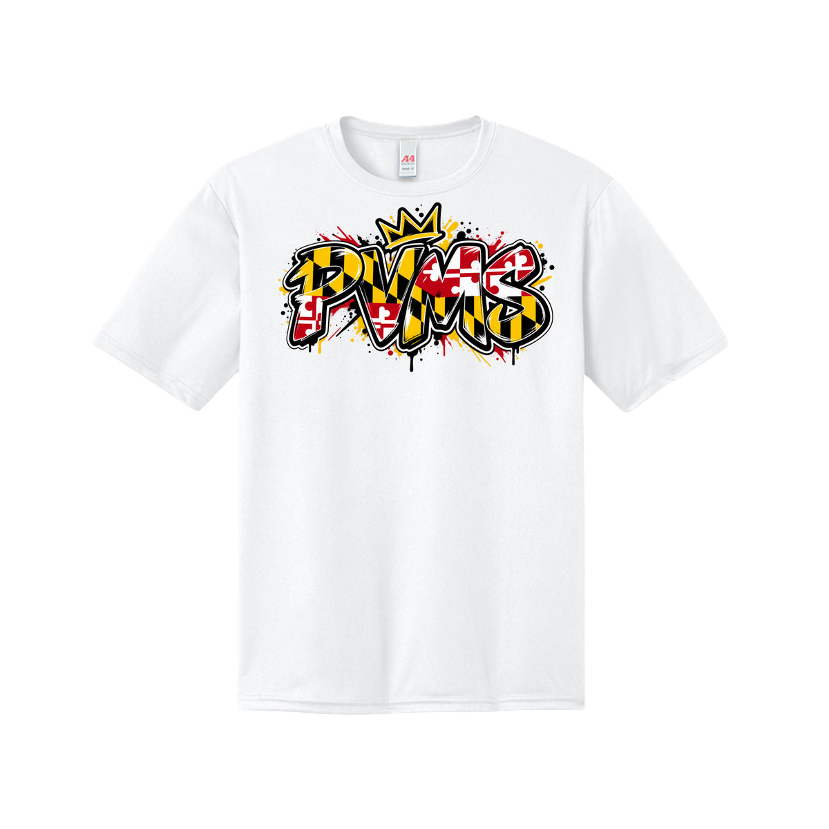 PVMS graffiti Patuxent Valley Middle School Bulldog shirt in white by After the Bell Apparel Co.