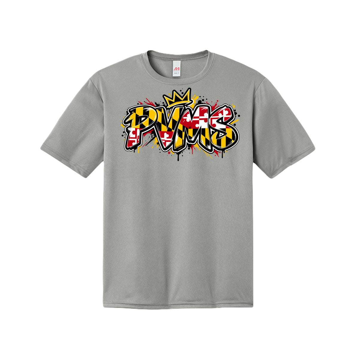 PVMS graffiti Patuxent Valley Middle School Bulldog shirt in silver by After the Bell Apparel Co.