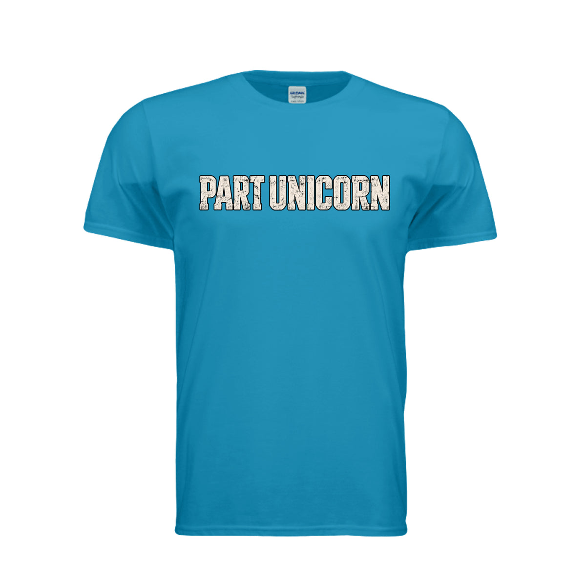 Part Unicorn funny graphic shirt in sapphire by After the Bell Apparel Co. 