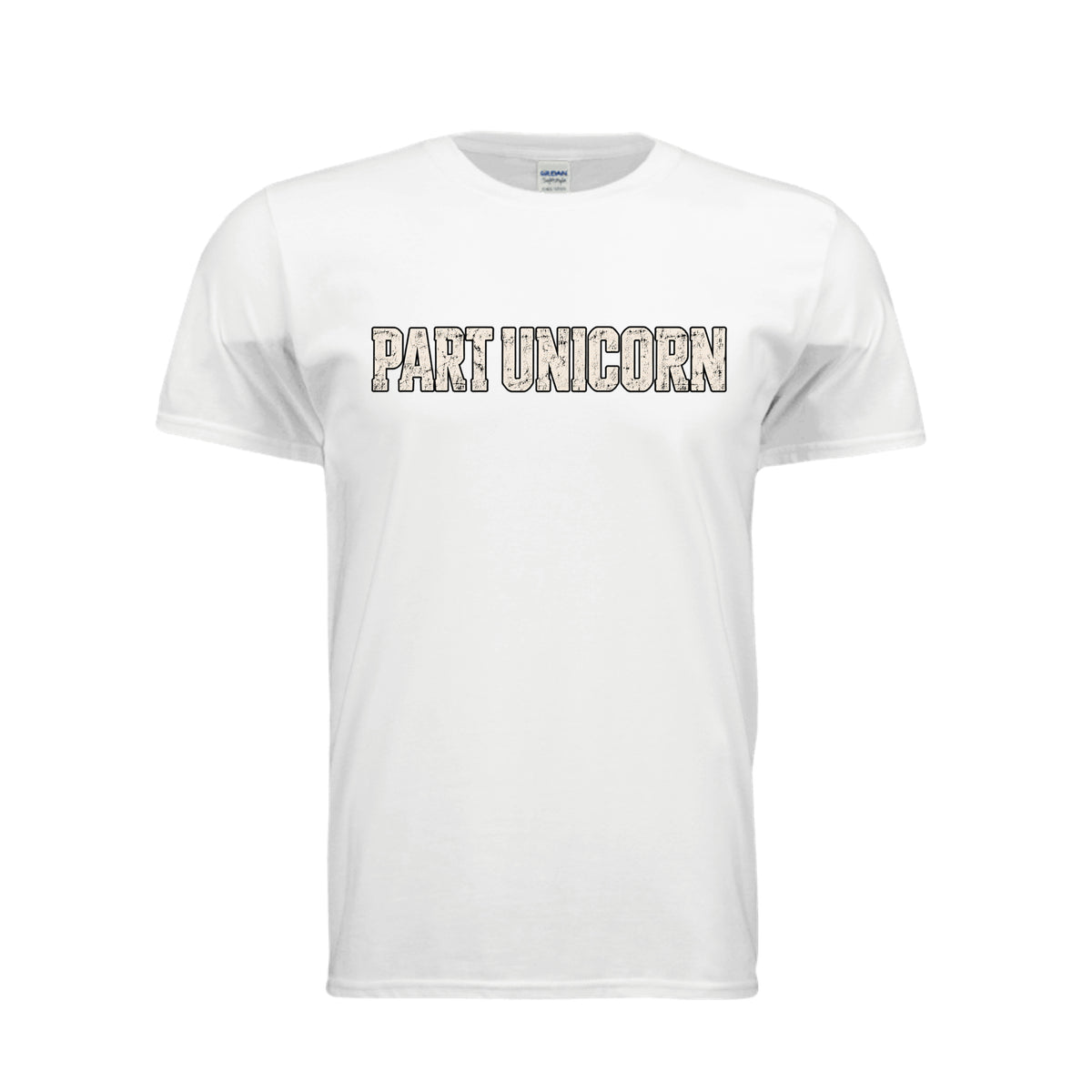 Part Unicorn funny graphic shirt in white by After the Bell Apparel Co. 