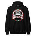 PVMS Bulldog hoodie in black featuring a large bulldog emblem on the front and a small After the Bell Apparel Co. logo on the sleeve.