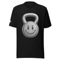 Kettlebell smiley face fitness shirt in black by After the Bell Apparel Co.